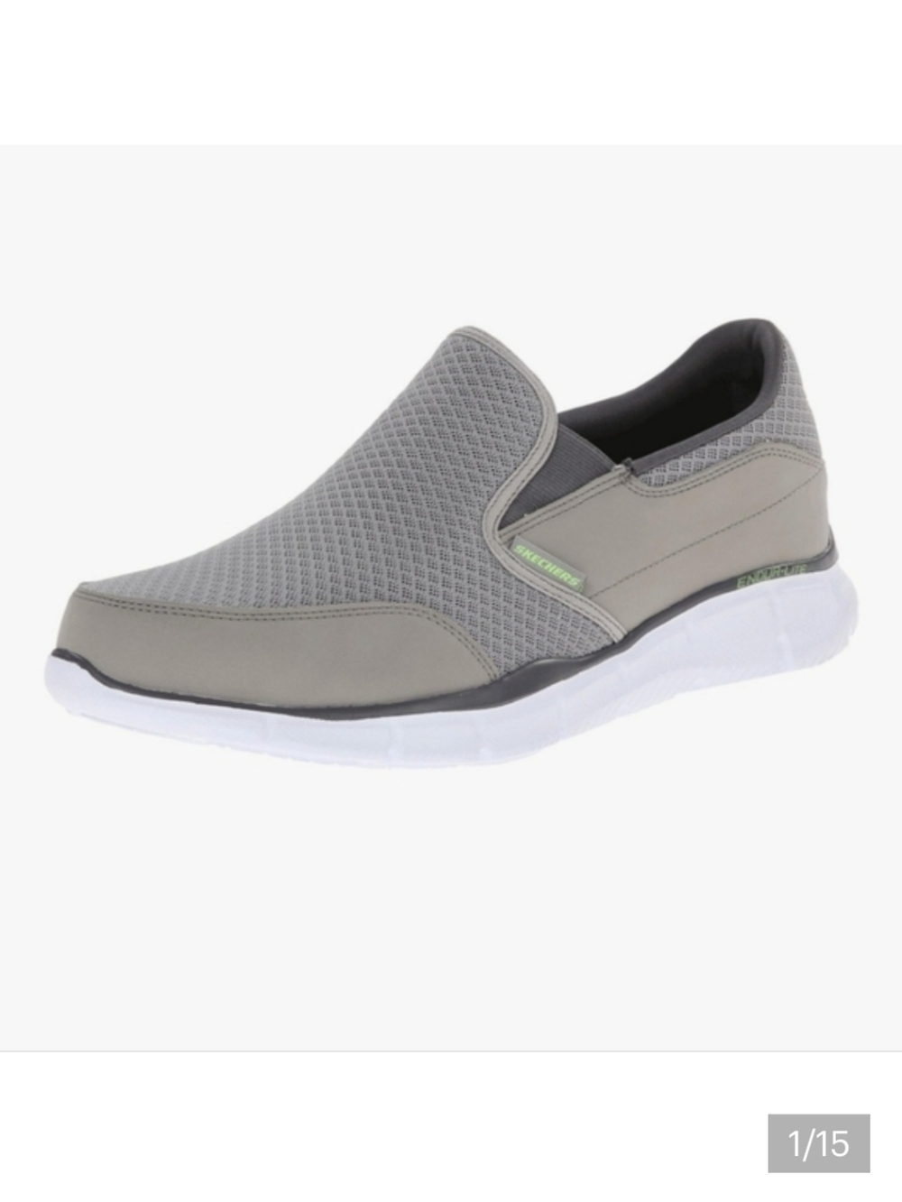 👟 MEN'S SIZE 9.5W GREY & WHITE SKECHERS EQULIZER-PERSISTANT LOAFER SHOE - EUC👟